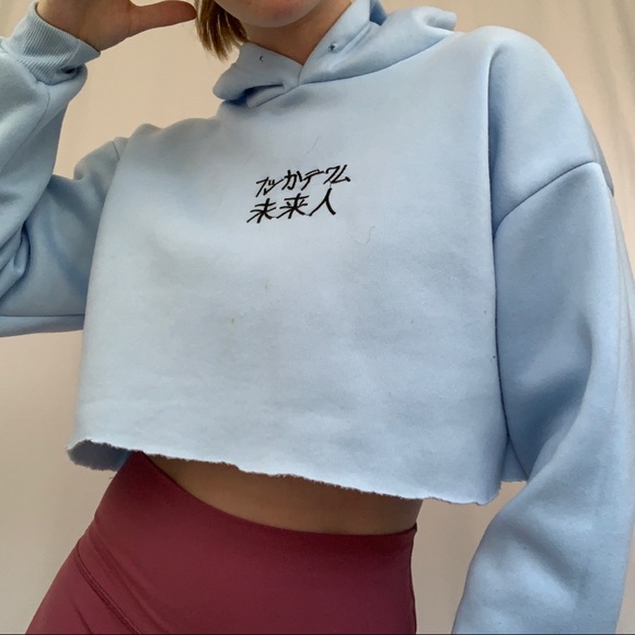 Tops - DONATING! Blue Cropped Hoodie